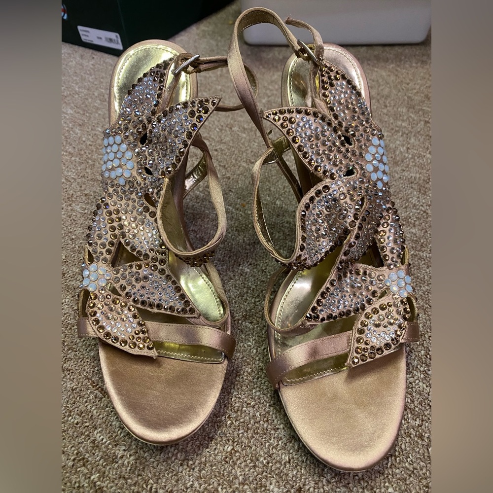 Gold Rhine stone embellished heels